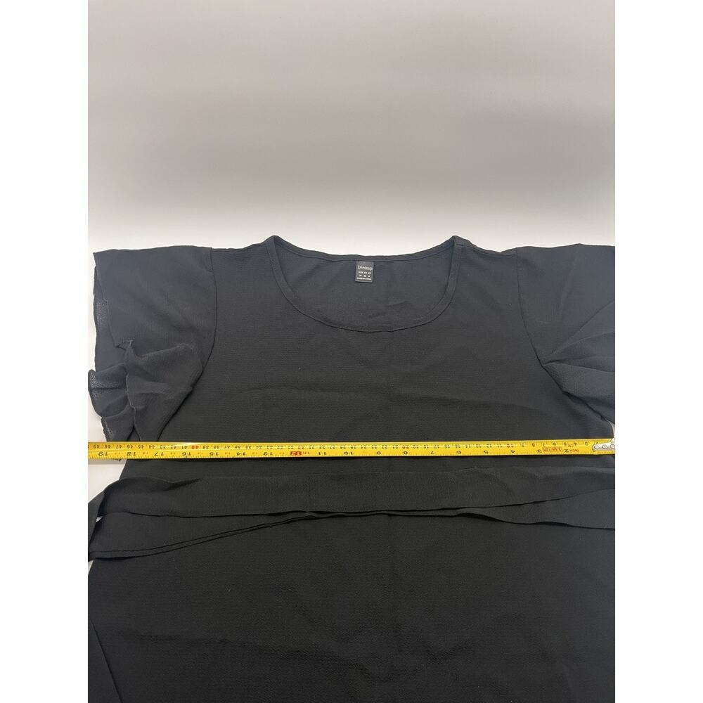 Dreimp Black Short Sleeve Belted A-Line Dress Women's Size M